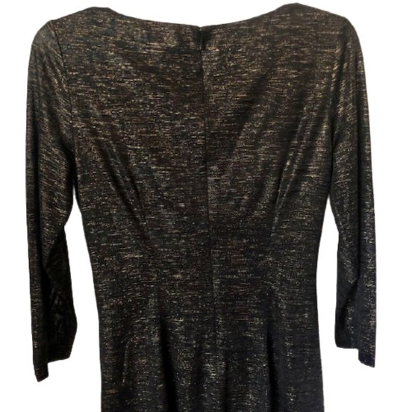 Cache Ruched Front Sheath w/ Goldtone Zippers - Black/Gold - M - Picture 6 of 9